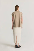 Miranda Skirt | Textured Midi Skirt with Back Slit