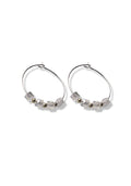 Cube Beaded Hoops | Silver
