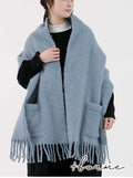 Thick Fringe Scarf with Pockets | Various Colours1