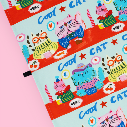 Cool Cat Club Tea Towel