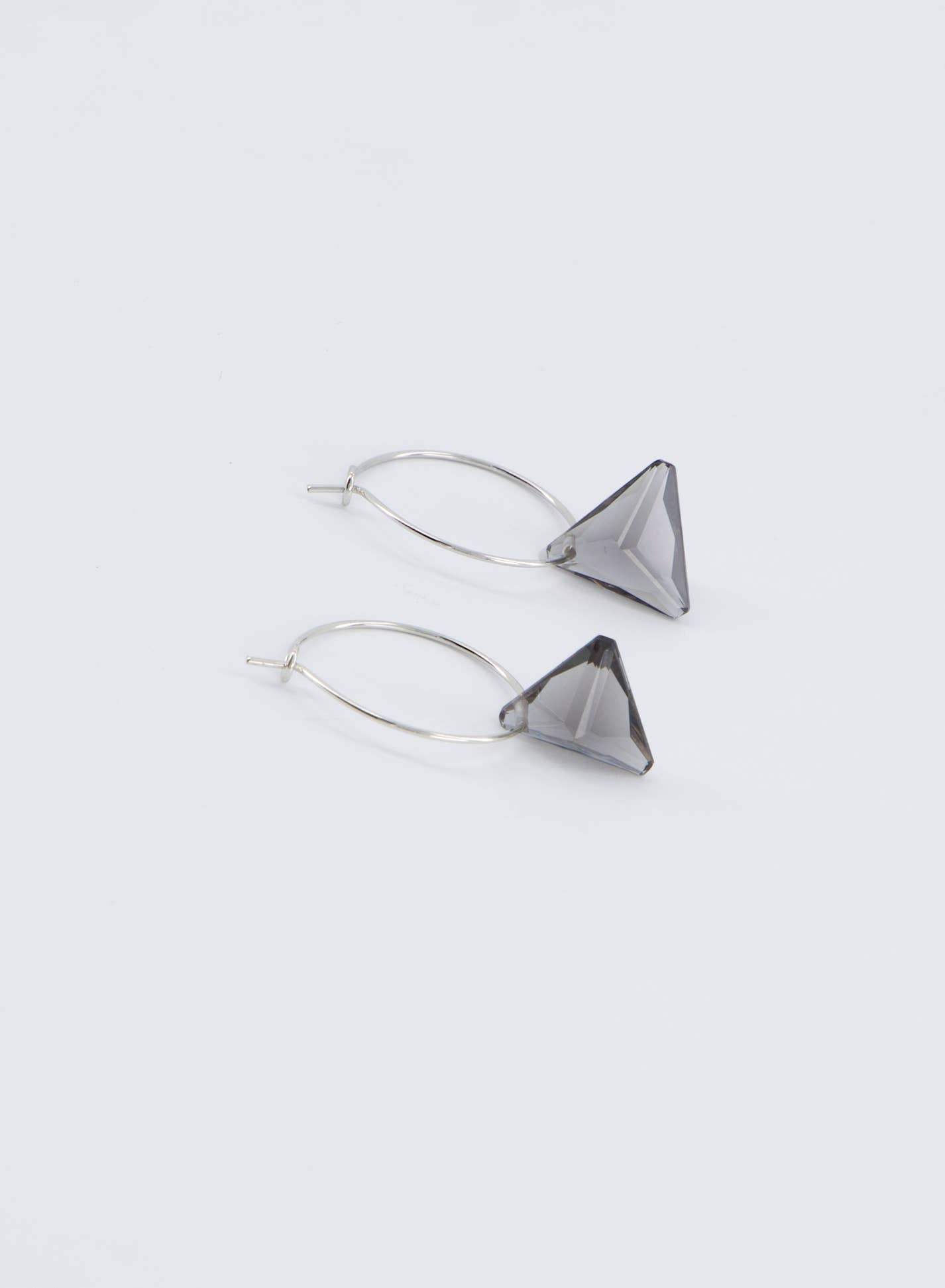 Mini Hoop Tri-crystal Black Earrings