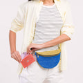 Colorblock Raffia Fanny Pack