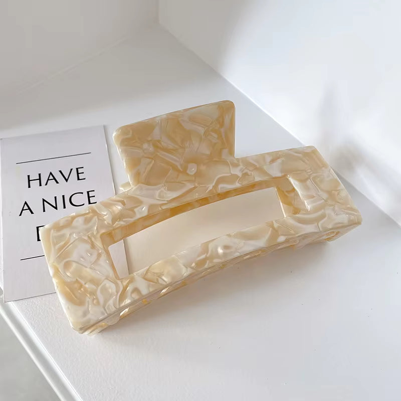 XL Square Marble Hair Claw | Various Colours