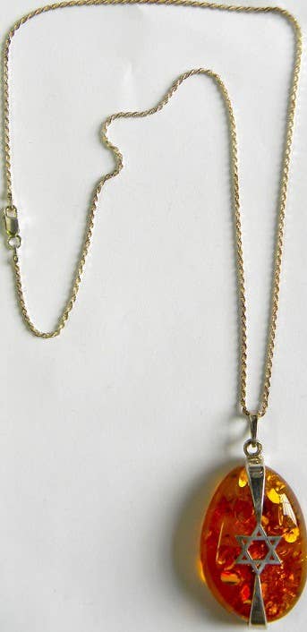 Star of David Pendant Necklace | Baltic Honey Amber with Silver