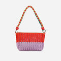 Colorblock Raffia Zip Bag | Various Colours