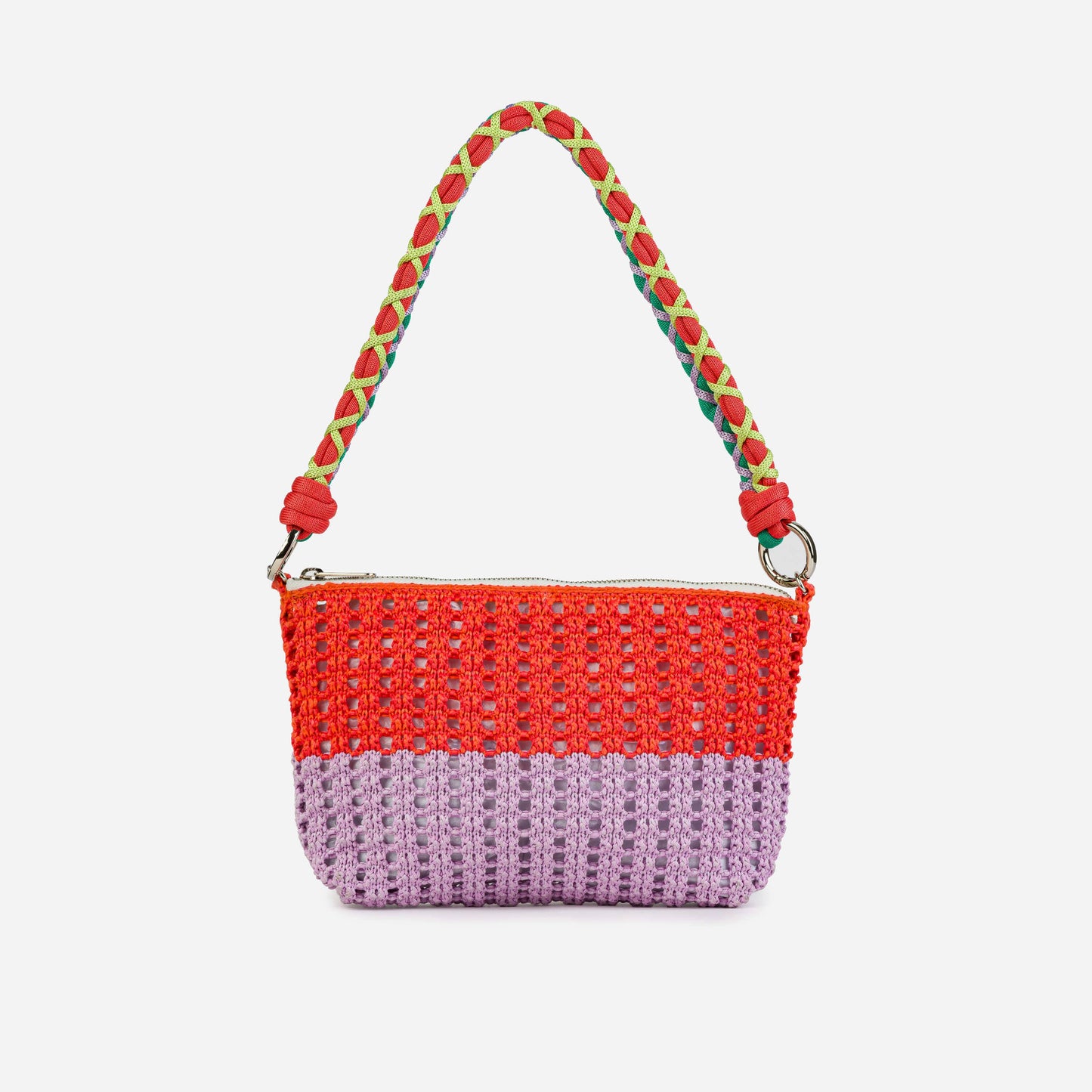 Colorblock Raffia Zip Bag | Various Colours