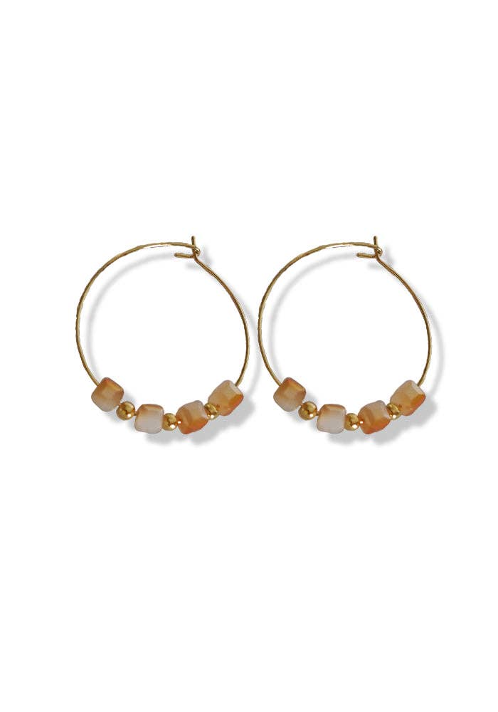 Cube Beaded Hoops II | Gold