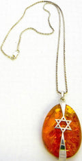 Star of David Pendant Necklace | Baltic Honey Amber with Silver