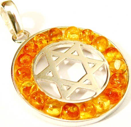 Star of David Pendant | Diamond Cut Lemon Amber