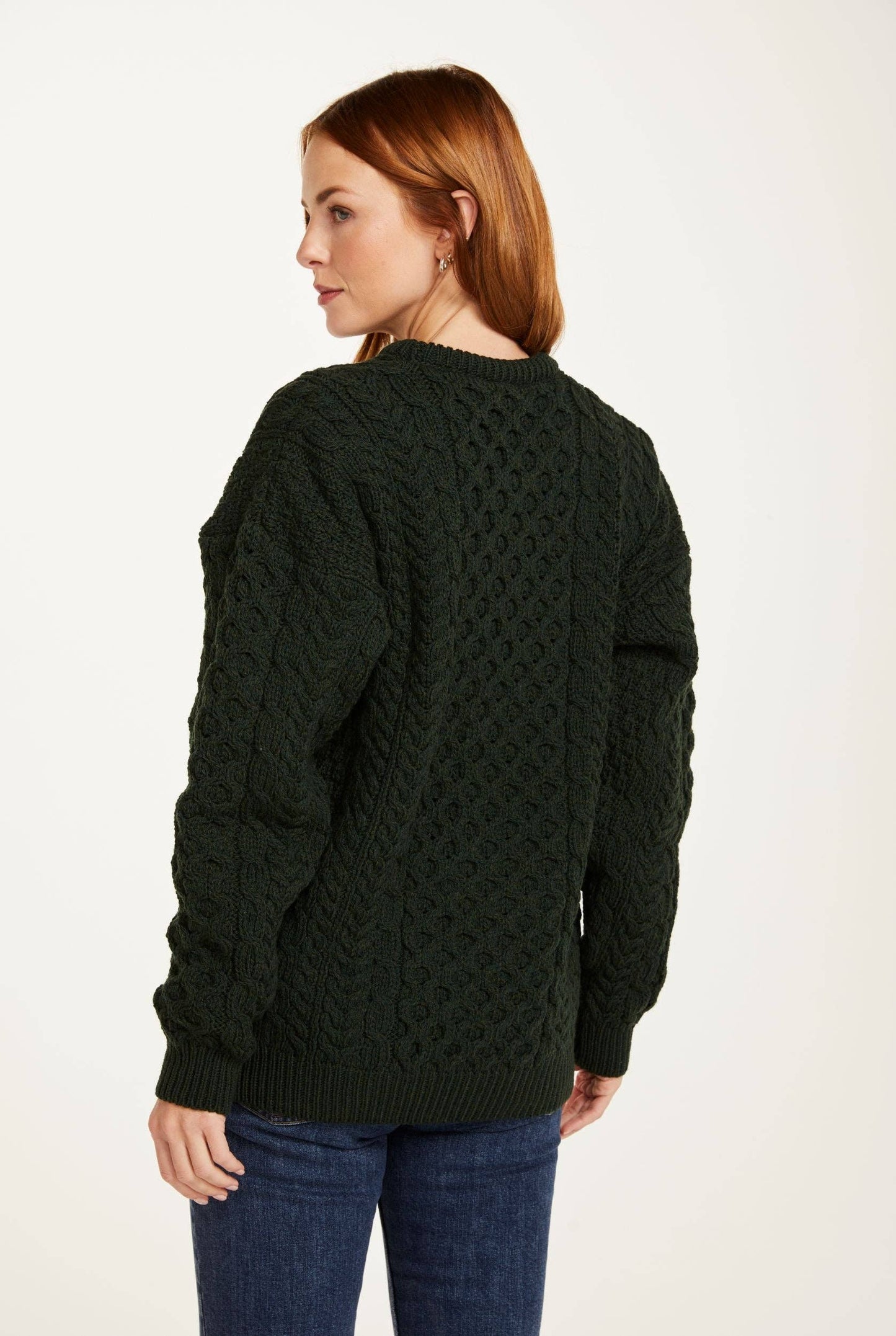 Inisheer Traditional Aran Sweater | Forest Green