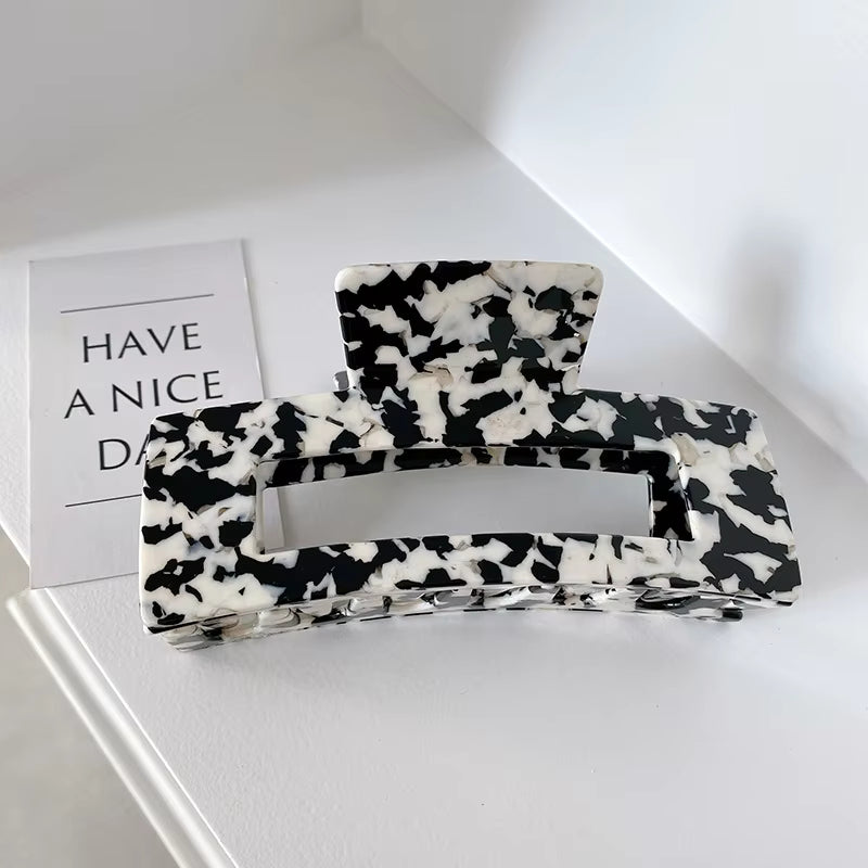 XL Square Marble Hair Claw | Various Colours