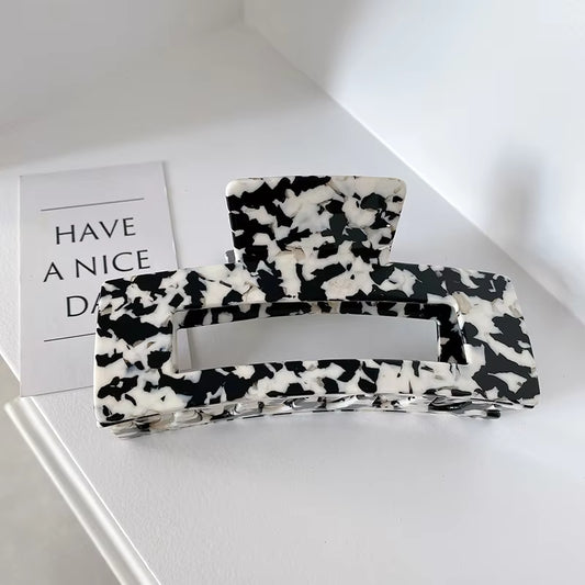 XL Square Marble Hair Claw | Various Colours