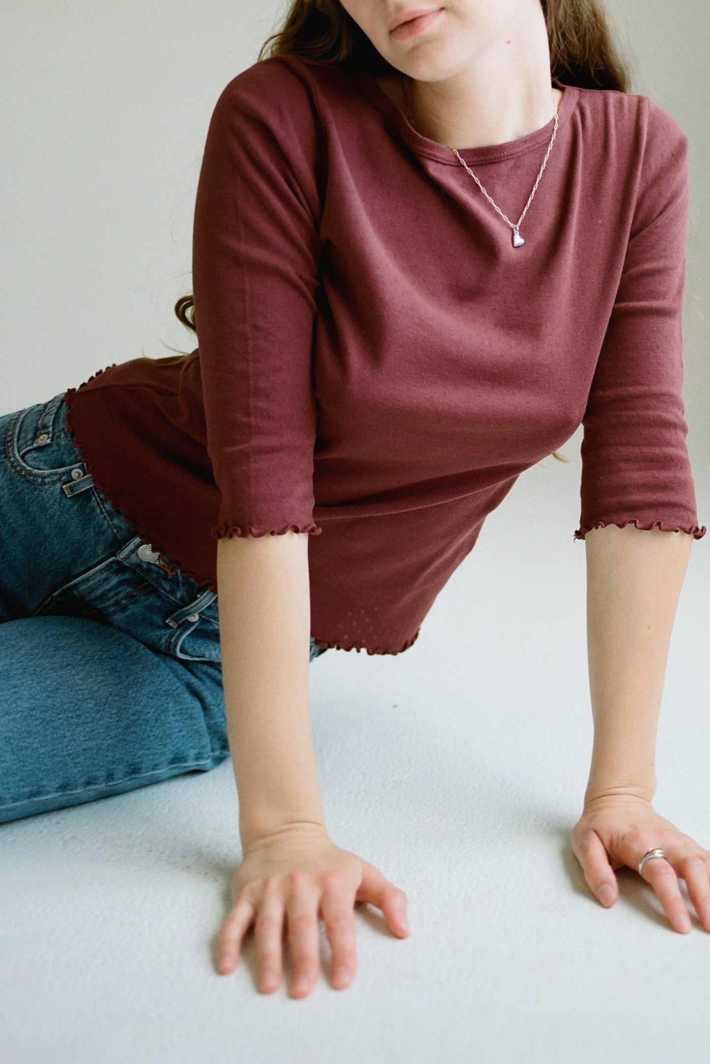 Ballet Pointelle Tee | Oxblood