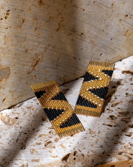 Wire and Cord Ines Earring | Black