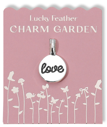 Script Love Disc Charm | Silver - Charm Garden