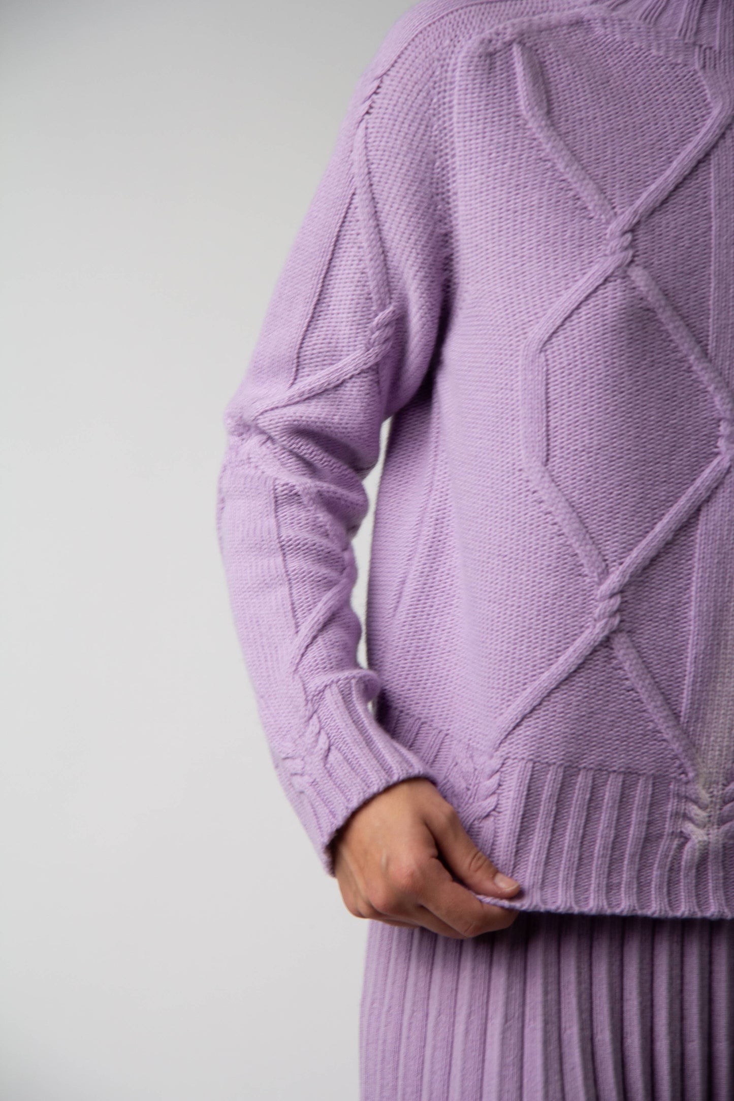 Braided Turtleneck Knit Sweater