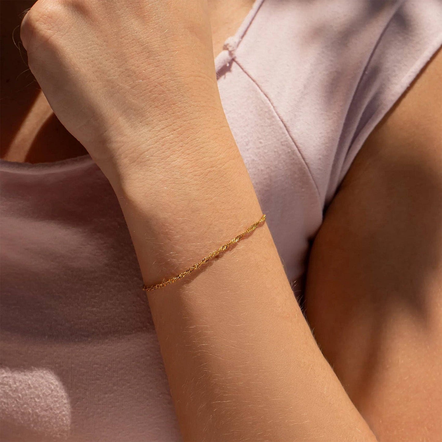 Singapore Chain Bracelet | Gold & Stainless Steel