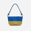 Colorblock Raffia Zip Bag | Various Colours