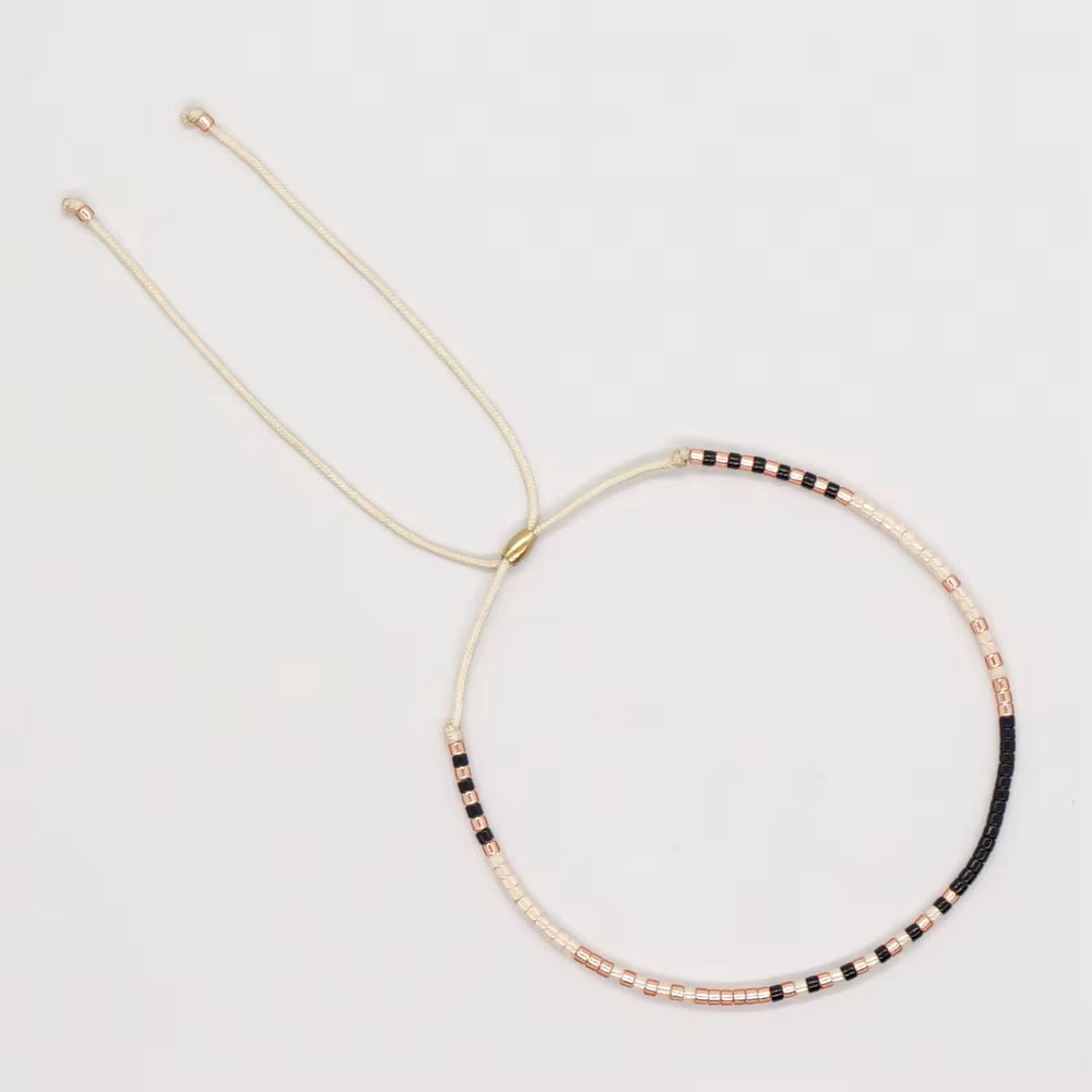 Miyuki Bead Slider Bracelet | Multi + White