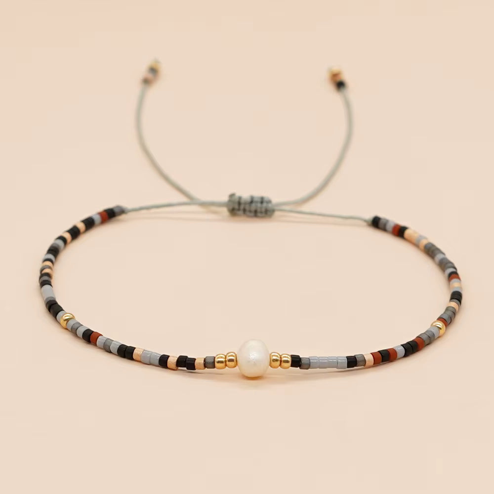Bead & Pearl Slider Bracelet | multi various colours