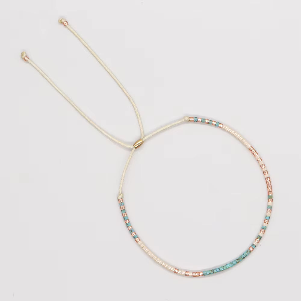 Miyuki Bead Slider Bracelet | Multi + White