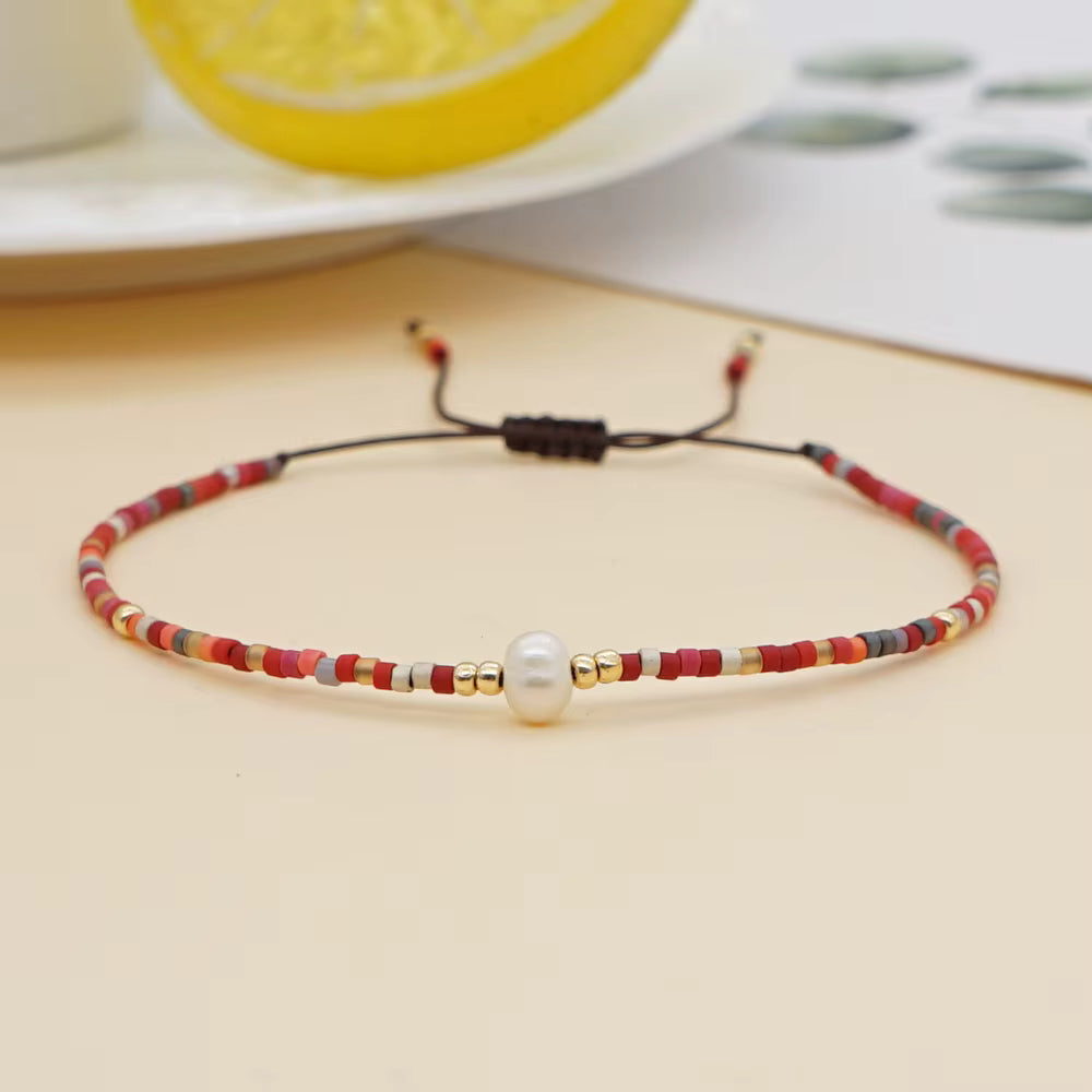 Bead & Pearl Slider Bracelet | multi various colours