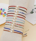 Bead & Pearl Slider Bracelet | multi various colours