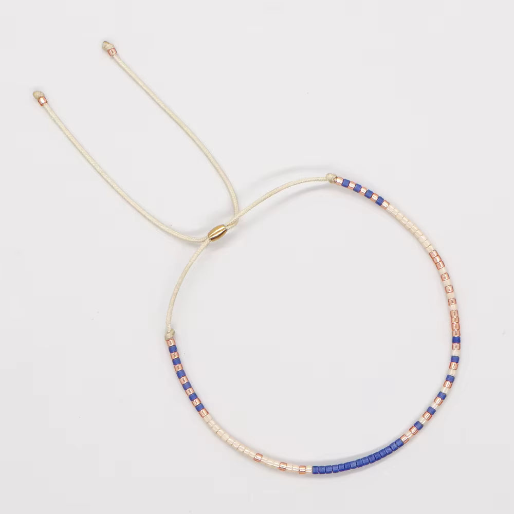 Miyuki Bead Slider Bracelet | Multi + White