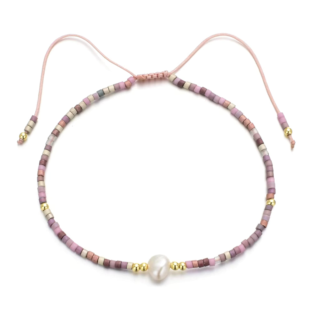 Bead & Pearl Slider Bracelet | multi various colours