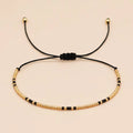 Miyuki Bead Slider Bracelet | Black + Gold Multi