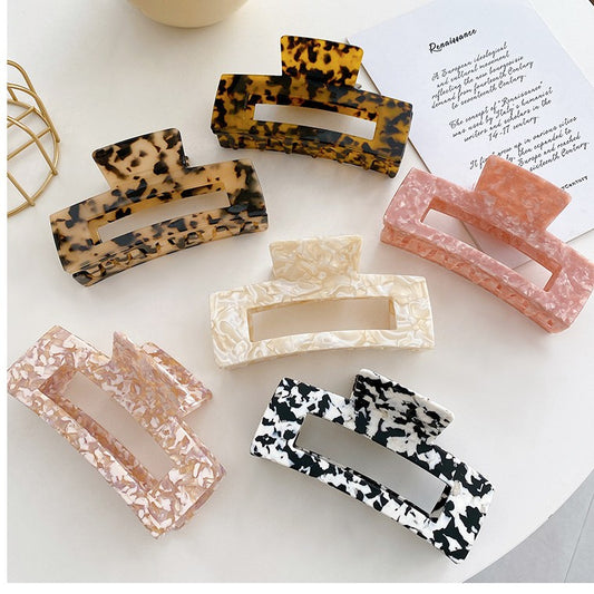 XL Square Marble Hair Claw | Various Colours