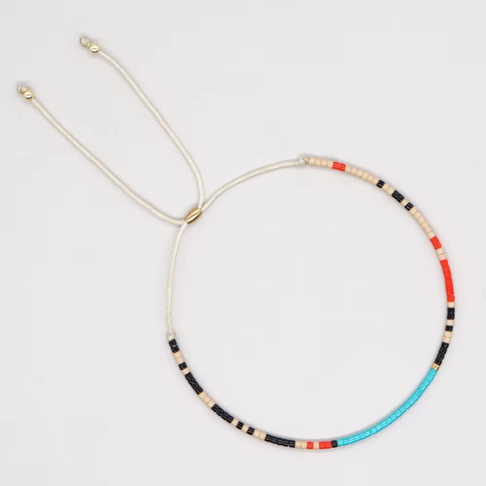Miyuki Bead Slider Bracelet | Multi + White