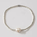 Gold & Silver Pearl Elastic Bracelet | Gold + Silver