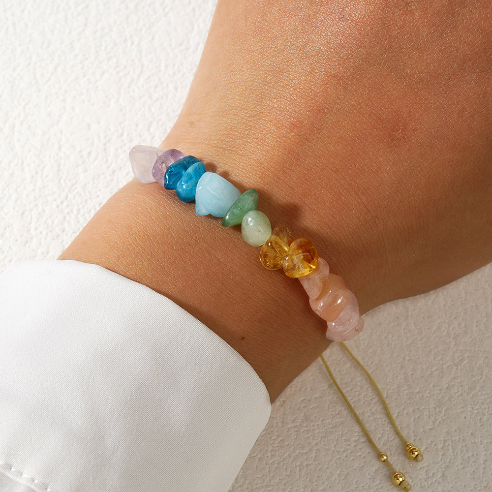 Chakra Beaded Multicoloured Slider Bracelet