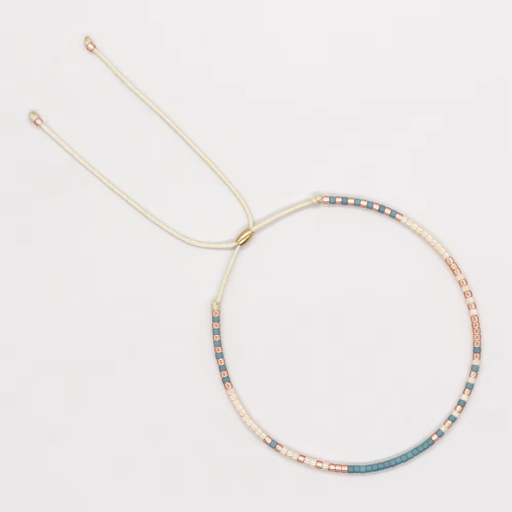 Miyuki Bead Slider Bracelet | Multi + White