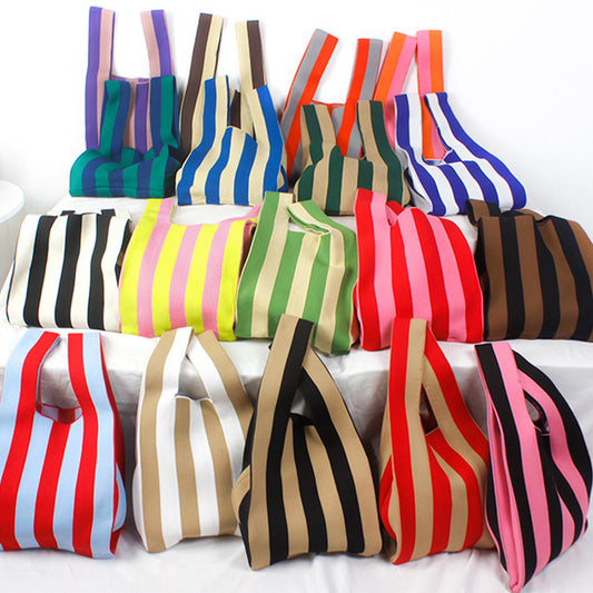 Knit Tote Bag | Assorted Stripe Colours