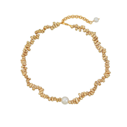 Chunky Pear Pendant Necklace | Silver & Gold