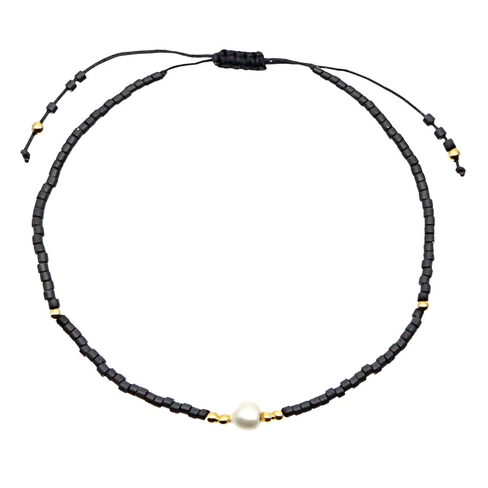 Bead & Pearl Slider Bracelet | multi various colours