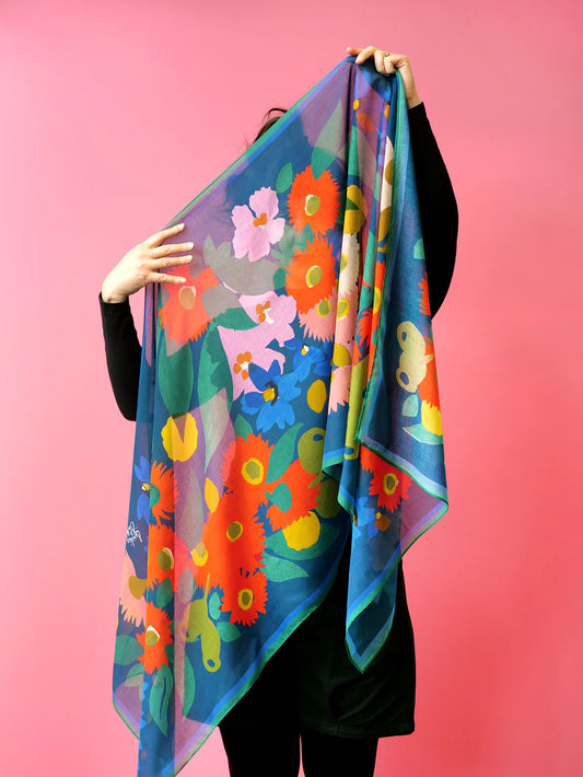 Silk/Modal Scarf | BUSH BLOOM BLUE