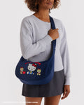 Medium Nylon Crescent Bag | Embroidered Hello Kitty & Teddy