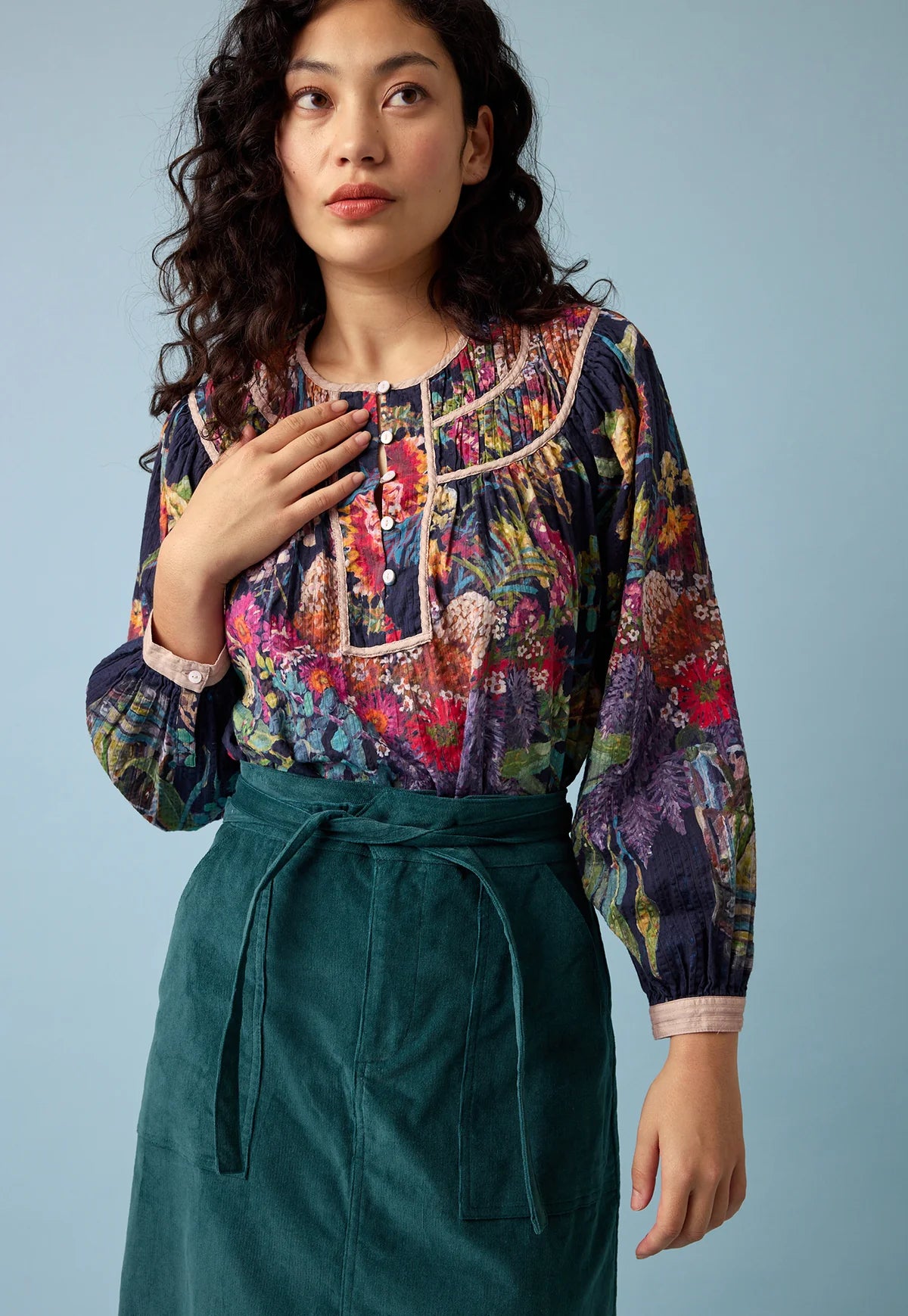 Maris Piped Blouse | Blossom Bouquet
