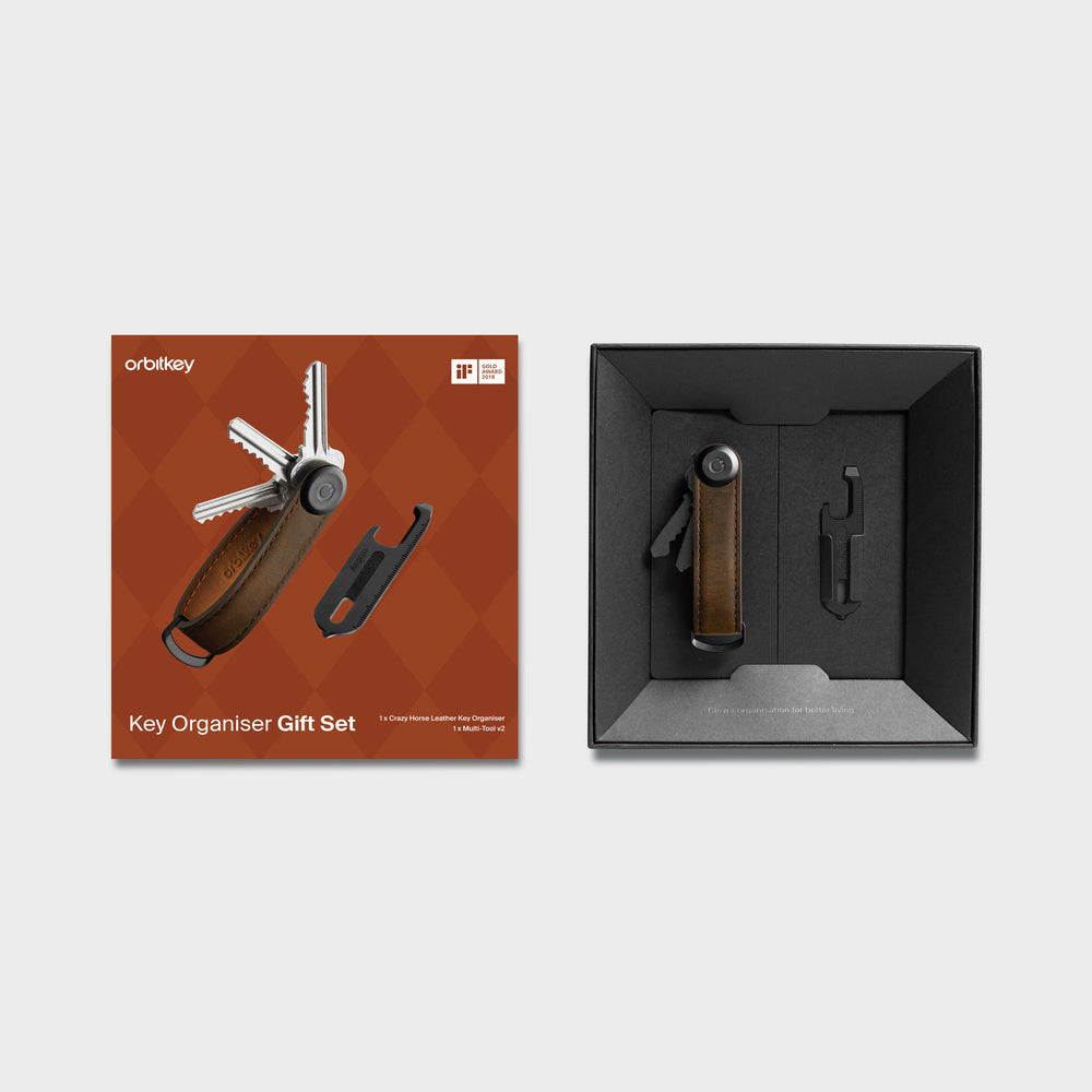 Key Organiser Crazy Horse + Multi-Tool v2 Set | Brown