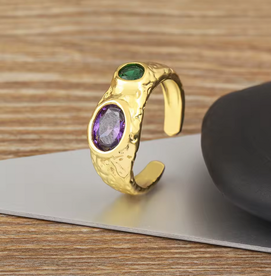 Gold Scrunchy Gem Rings | Various