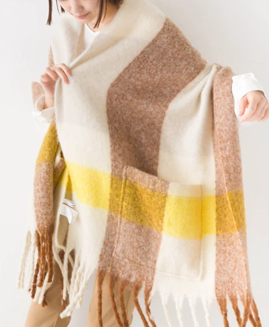 Thick Fringe Scarf with Pockets | Various Colours1