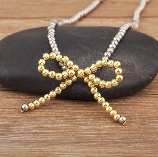 Silver & Gold Bow Necklace