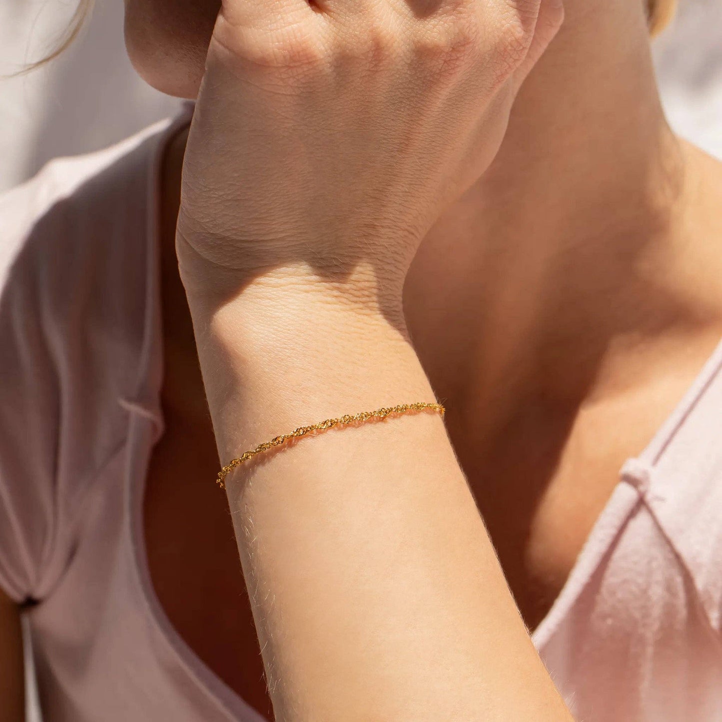 Singapore Chain Bracelet | Gold & Stainless Steel