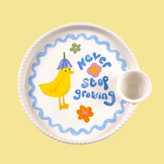 Never Stop Growing Duck Egg Cup & Plate