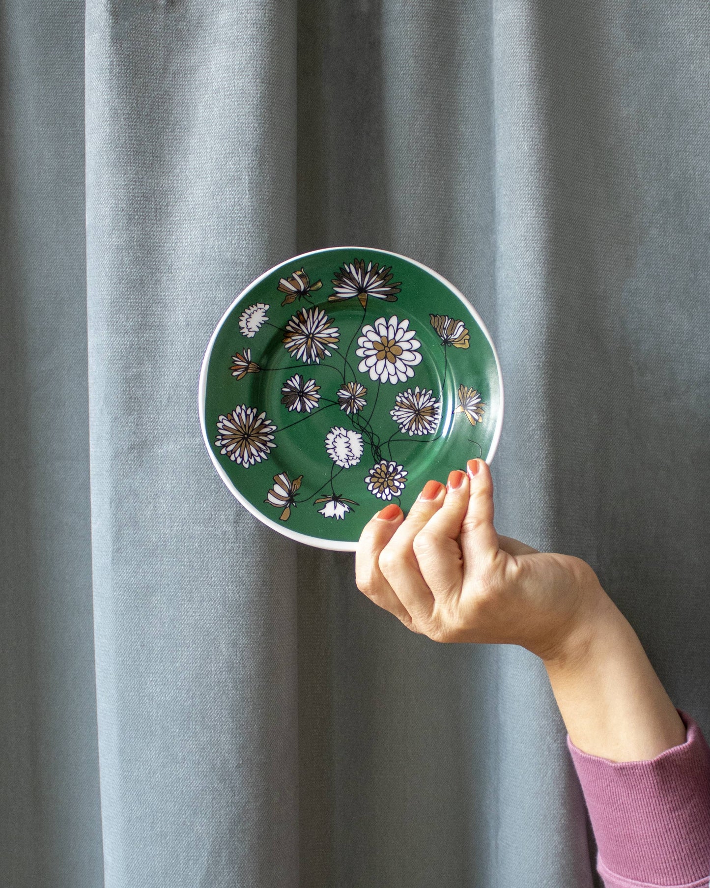 That Bouquet of Flowers | Green Porcelain Plate