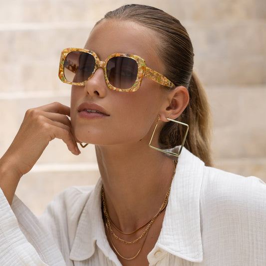 Vivian Octagonal Sunglasses | Yellow Toroise