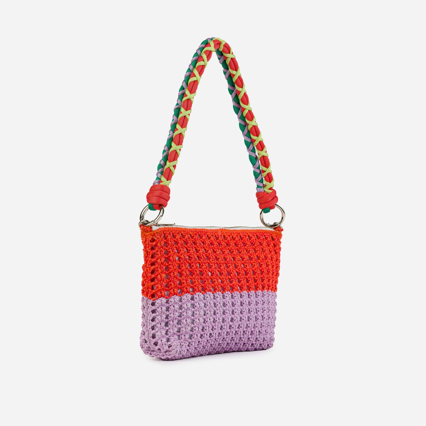 Colorblock Raffia Zip Bag | Various Colours